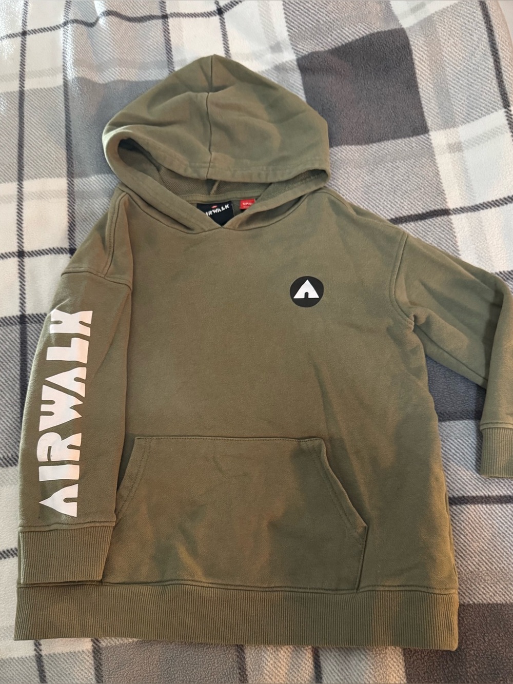 Airwalk Kids Olive Hooded Sweatshirt with White Sleeve Logo